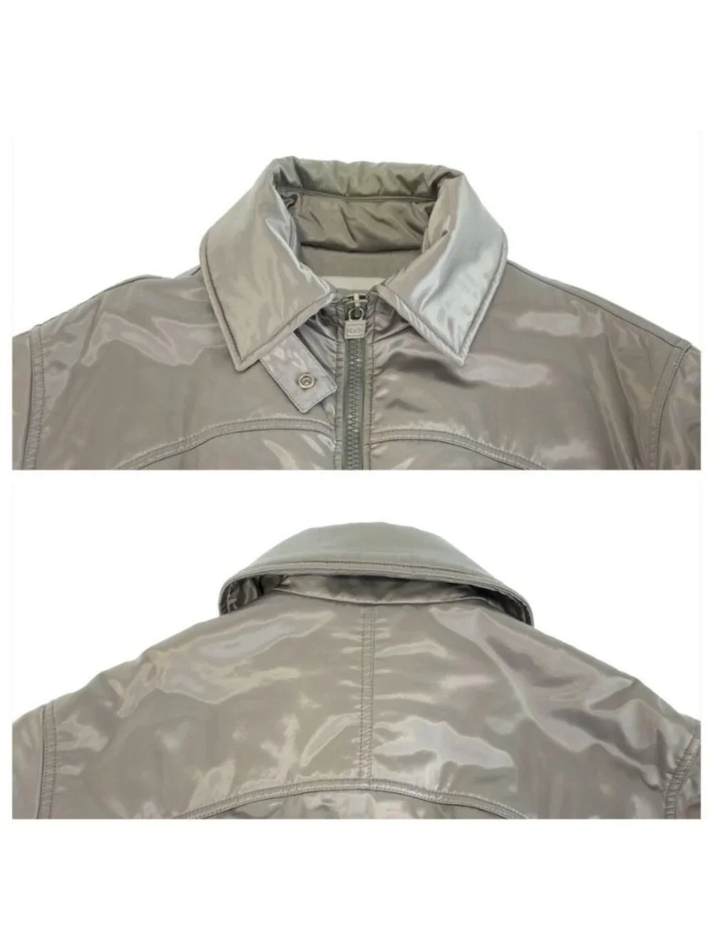 Chanel Sports Line CC Logo Gray Silver Down Coat Zip Upcoat